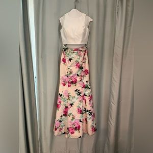 David’s Bridal Two-Piece Floral Prom Dress